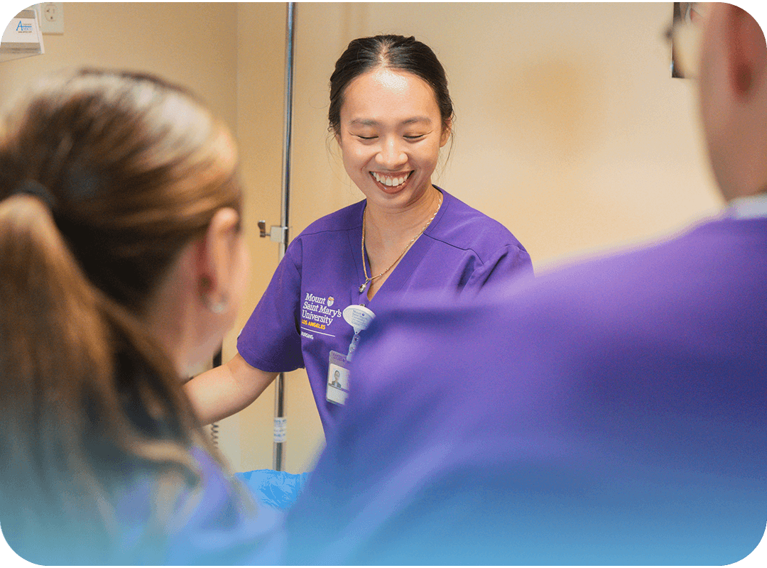 Nursing students in a simulation lab.